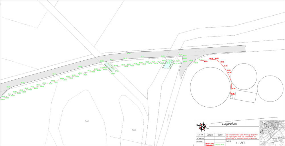 Lageplan einer per GPS eingemessenen Rohrleitungstrasse